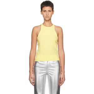 Staud Yellow Ayana Ribbed-Knit Tank Top, size small